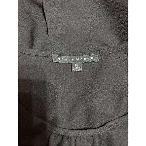 Haute Monde Anthropologie Blouse Womens Medium Sheer Black Split Back - Picture 5 of 8